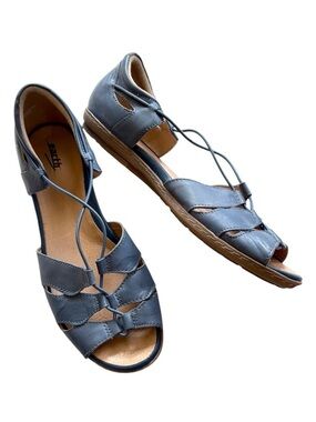 EUC EARTH Brand Leather Aloha Sandals Sapphire Blue Size 11